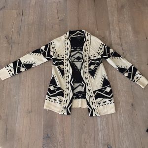 Black and cream tribal print cardigan